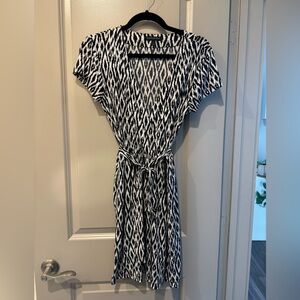 Banana Republic Black and White Printed Wrap Dress